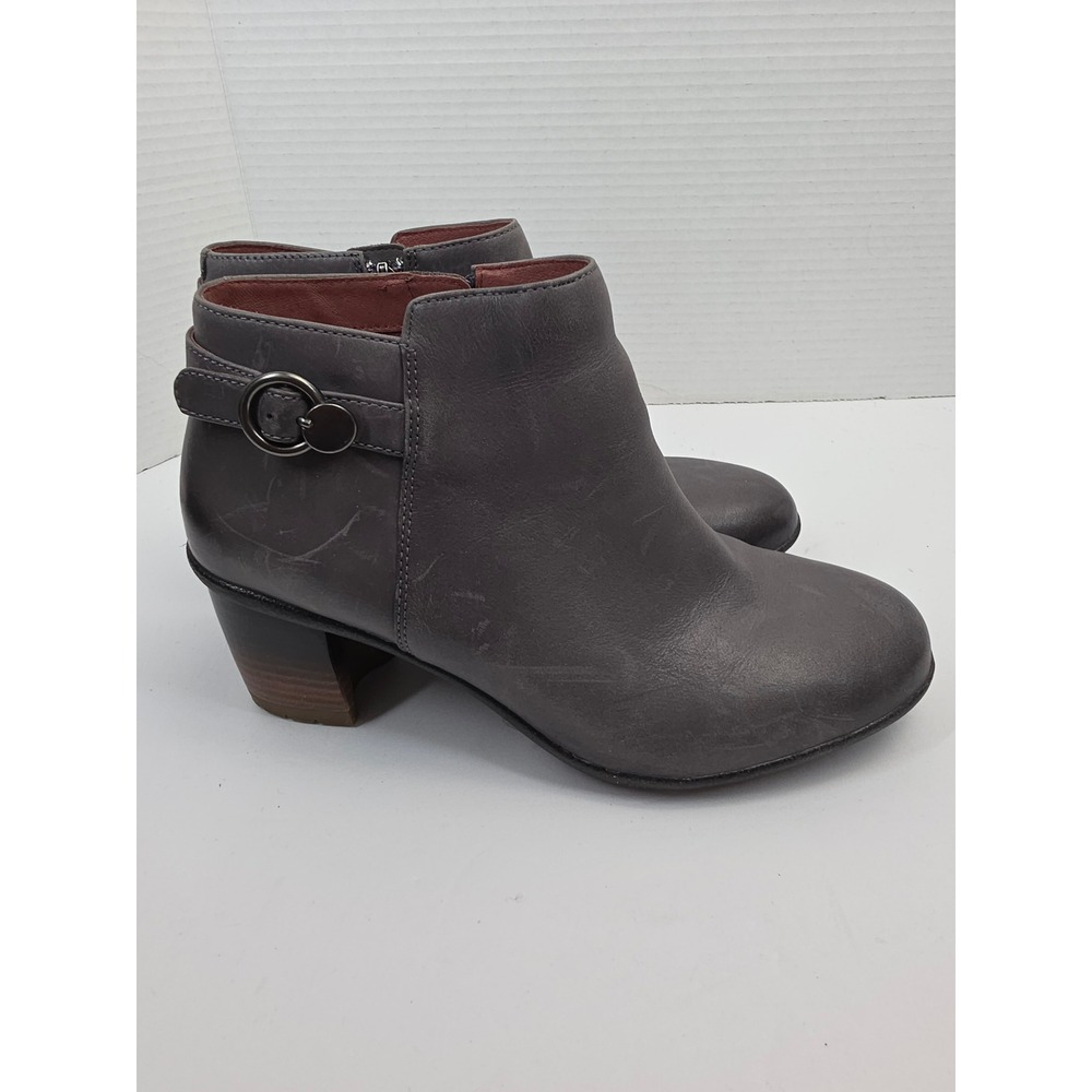 Dansko Maria Grey Leather Waterproof Ankle Boots Side Zip Buckle 39 US 8.5-9 - Picture 3 of 6